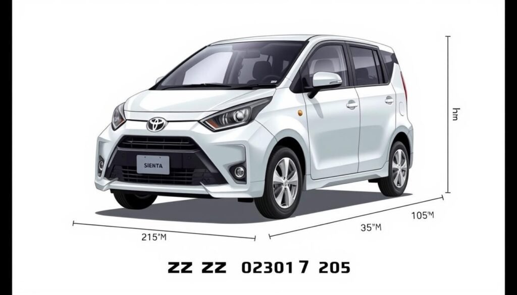 Toyota Sienta dimensions and size guide image